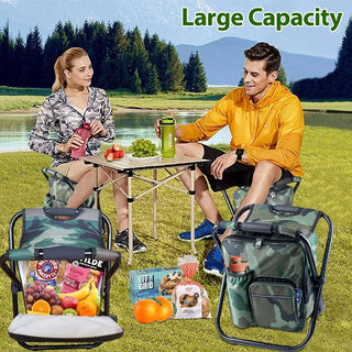 SAKER® Folding Camping Stool Backpack Insulated Cooler Bag