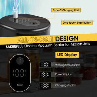 SakerPlus Electric Vacuum Sealer for Mason Jars