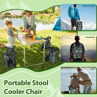 SAKER® Folding Camping Stool Backpack Insulated Cooler Bag