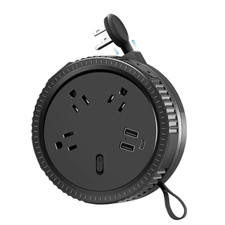 SAKER® Travel Power Strip with 6ft Retractable Extension Cord