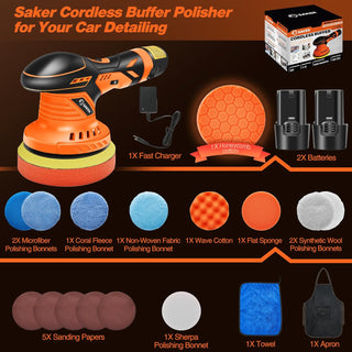 Saker Cordless Buffer Polisher with 2 Batteries